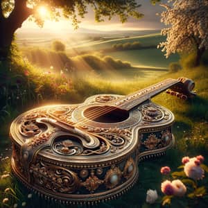 Intricately Designed Musical Instrument in Serene Setting