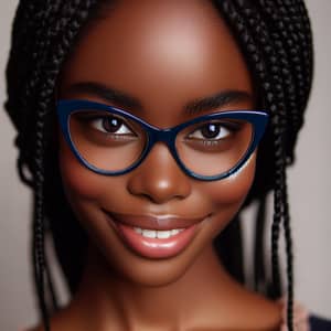 Portrait of a Black Woman with Almond-shaped Eyes and Braided Hair