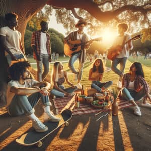 Young People Enjoying Recreation in the Park