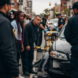 Crowd at Car Accident Scene: News Coverage