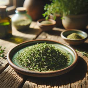 Palestinian Thyme Spice Mix on Ceramic Plate | Fragrant Herbs