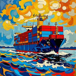 Van Gogh Style Container Vessel of Vietnam