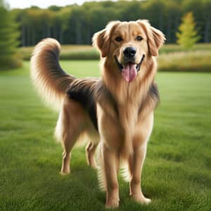 Golden Retriever German Shepherd Mix in Grass Field