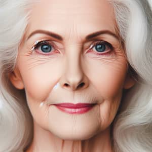 Wisdom and Experience: Elderly Caucasian Woman with Bright Blue Eyes