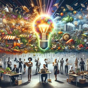 Colorful Entrepreneurship Market Scene: Innovators in Action