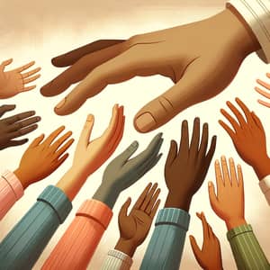 Diverse Helping Hands: Symbol of Support and Unity