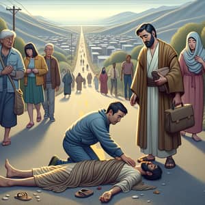 Parable of the Good Samaritan Digital Illustration