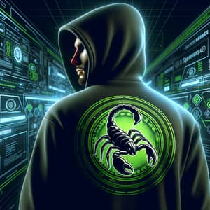 Futuristic 5D Hacker with Scorpion Logo Hoodie