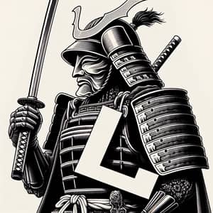 Anime Samurai Art with Letter L Head | Unique Illustration