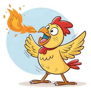 Fiery Cartoon Chicken Mascot Design