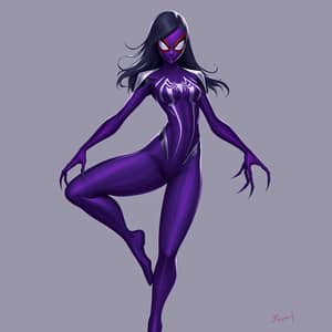 Slender Purple Marvel Spider Woman Character Design