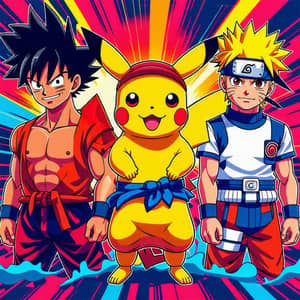 Vibrant Anime T-Shirt Design Featuring Pikachu & Friends