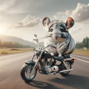 Adorable Chinchilla Riding a Motorbike for an Adventure