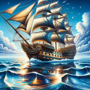 Majestic Ship Sailing in Open Sea