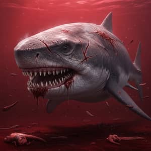 Realistic Megalodon Wallpaper with Dark Sea