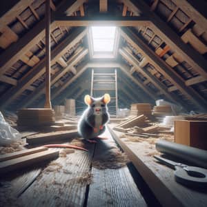 Ultra-Realistic Image of Mouse in Attic | House Scene