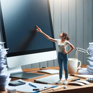 Miniature Woman on Office Desk | Curious and Fascinated