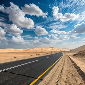 Realistic Country Road with Blue Sky and Clouds