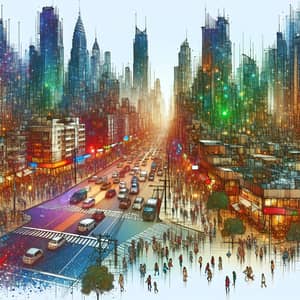 Vibrant Cityscape: A Metropolis in Full Swing