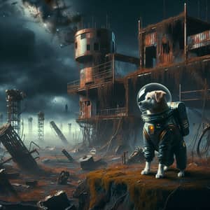 Dystopian Planet Exploration: Dog in Space Suit