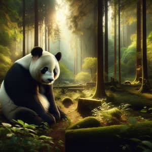 Crying Panda in the Serene Forest