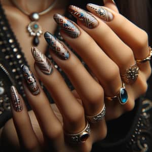 South Asian Woman Delicate Nail Art Showcase: Intricate Designs