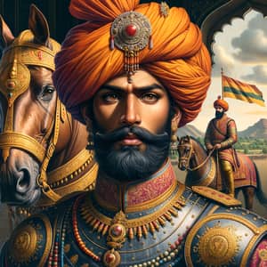 Indian King Portrait: Tale of Valor and Royal Splendor