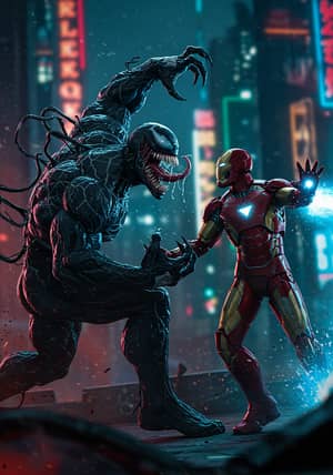 Venom vs Iron Man Fusion Artwork