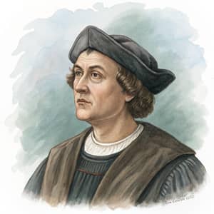 Watercolor Portrait of Christopher Columbus