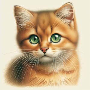 Vivid Ginger Cat with Green Eyes | Naturalistic Art Style