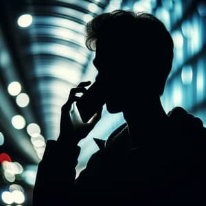 Silhouette of a Person on Phone Call with Friend