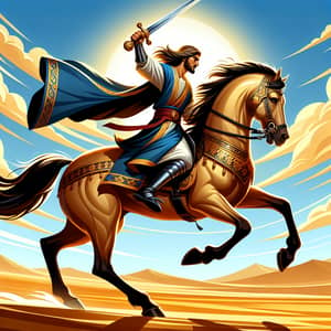 Middle-Eastern Knight Riding Majestic Horse