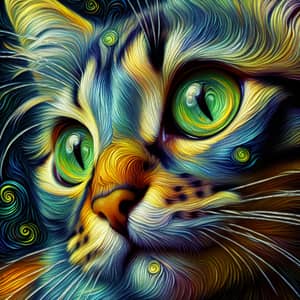 Whimsical Cat Art Inspired by Van Gogh