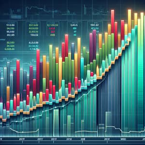 Color-Coded Bar Chart: Stocks' Ascendant Value and Growth Over Time