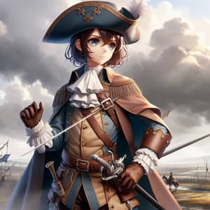 Anime-Style 17th Century English Warrior on Battlefield