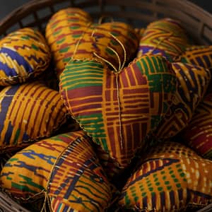 Kente Cloth Valentine's Hearts - Unique Gifts