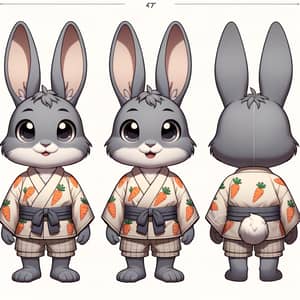 Captivating Anthropomorphic Lop Rabbit in Billowing Kimono