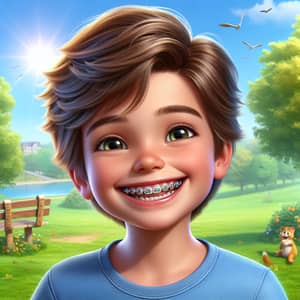 Smiling Timmy with Metallic Braces | Joyful Youth Scene