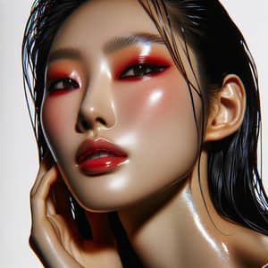 2000s Inspired Glossy Red Makeup Look by Gucci Westman for i-D Magazine Beauty Editorial