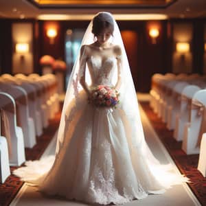 Elegant White Wedding Bride Walking Down Aisle