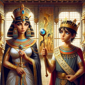 Symbolic Battle: Cleopatra vs. Ptolemy - Historical Scene