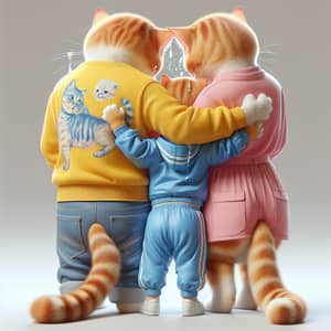 Ginger British Cats Hugging in Realistic Scene | High-Resolution Photo