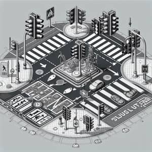 Detailed Design of Pelican Crossing in AutoCAD Style