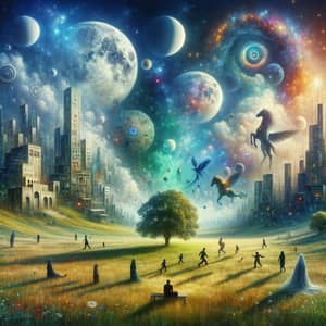 Dreamscape Memories: Surreal Landscape with Multiple Moons