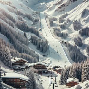 Skiing on Mountain Slopes: Fresh Snow, Cozy Chalets & Ski Lifts