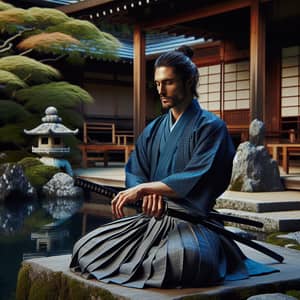 Miyamoto Musashi Meditating with a Katana