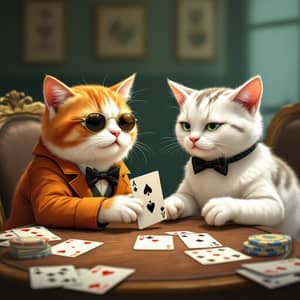 Anime Cats Playing Cards Like Mobsters