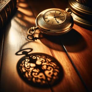 Antique Pocket Watch on Polished Wooden Table