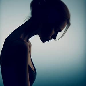 Caucasian Woman's Silhouette of Inner Pain