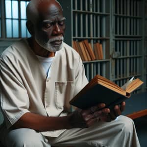 Nelson Mandela Reading Book in Prison